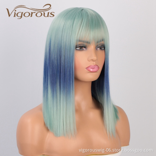 Wholesale With Bang Good Quality Cheap Cosplay Heat Resistant Long Sensationnel Straight Premium Ombre Synthetic Wig